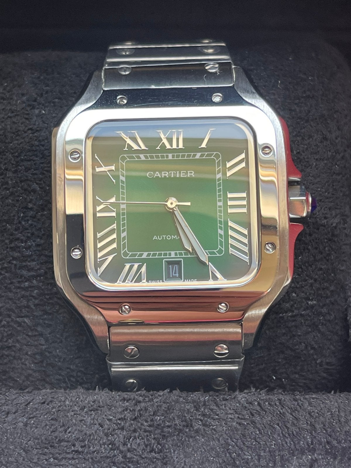 Cartier, Handtassen en Accessoires, Sporthorloges, Ophalen, Nieuw, Groen