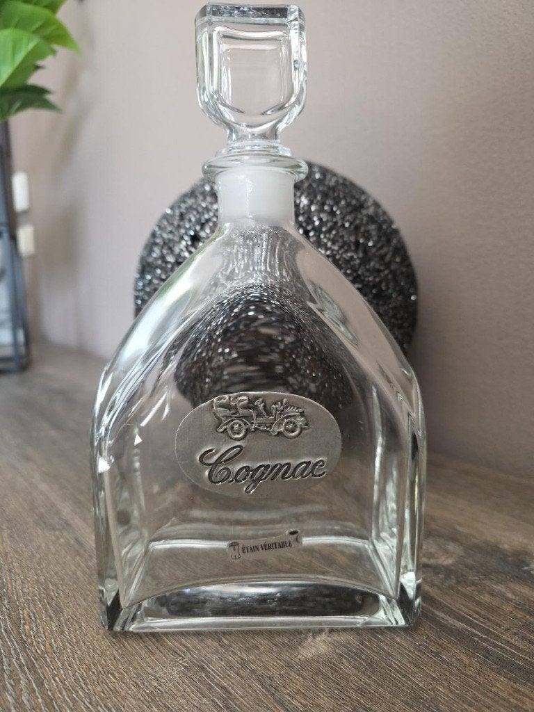 Carafe à cognac en verre épais avec bouchon, Antiquités & Art, Enlèvement ou Envoi