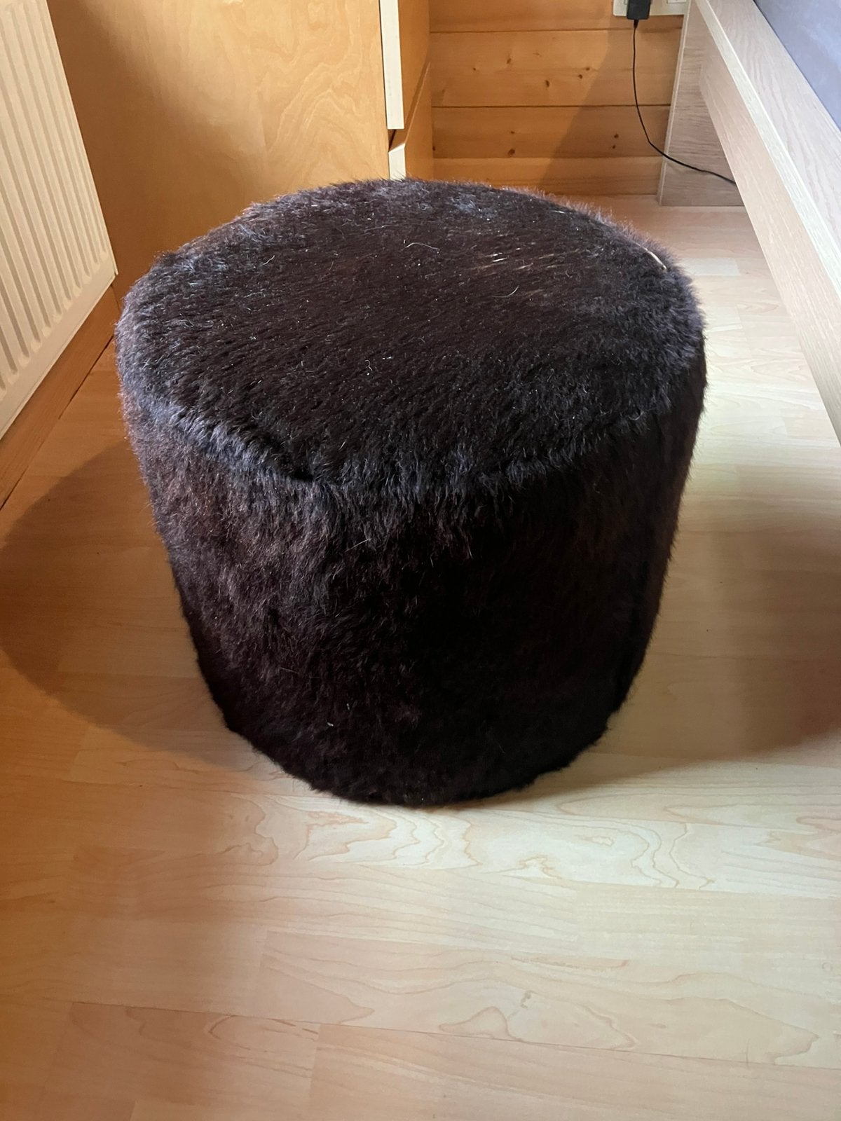 Pouf en peau de vache, Enlèvement, Utilisé, Rond