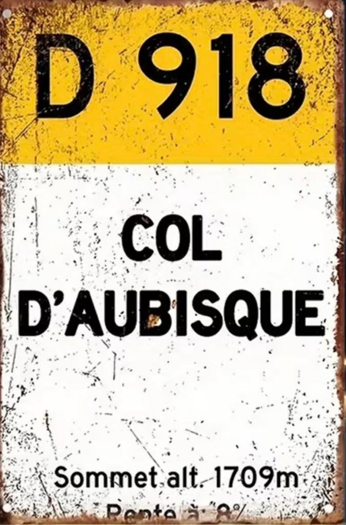 Metalen reclamebord D918 Col d’Aubisque - vintage mancave, Ophalen of Verzenden, Zo goed als nieuw, Reclamebord