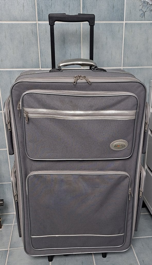 Grijze valise op wielen, merk „JET LAG”, Ophalen, Zo goed als nieuw, 70 cm of meer, Wieltjes