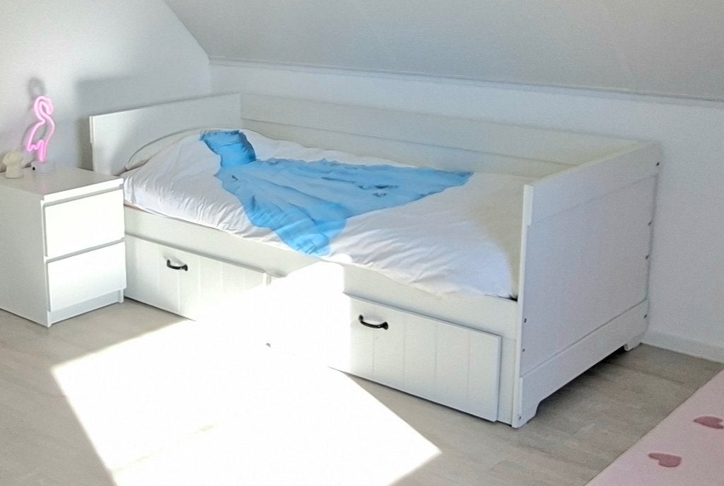 Eenpersoonsbed, Huis en Inrichting, Ophalen, Eenpersoons, Wit, Zo goed als nieuw