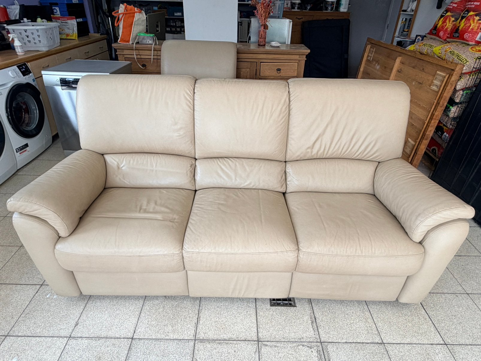 Canapé en cuir beige 3+ 1 Château d’Ax, Enlèvement, Utilisé, Cuir