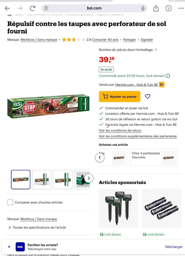 Répulsif contre les taupes avec perforateur de sol fourni, Animaux & Accessoires, Enlèvement, Comme neuf