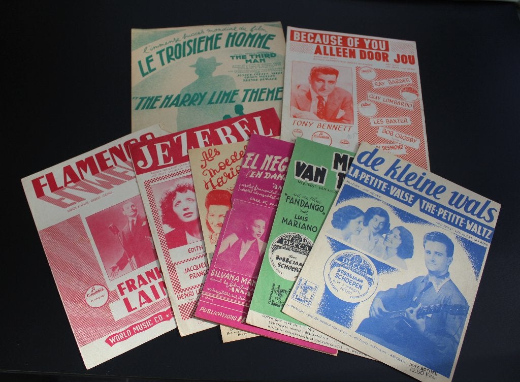 Lotje bladmuziek (Piaf, Schoepen, Laine...), Musique & Instruments, Enlèvement ou Envoi, Artiste ou Compositeur, Utilisé, Chant