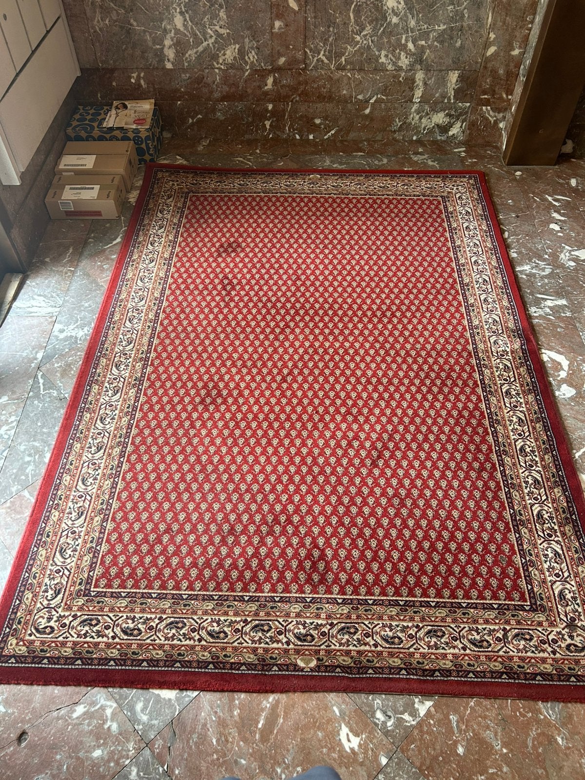 OSTA Senneh vloerkleed 160 x 230 cm 100% zuivere scheerwol, Huis en Inrichting, Ophalen, Zo goed als nieuw, Beige