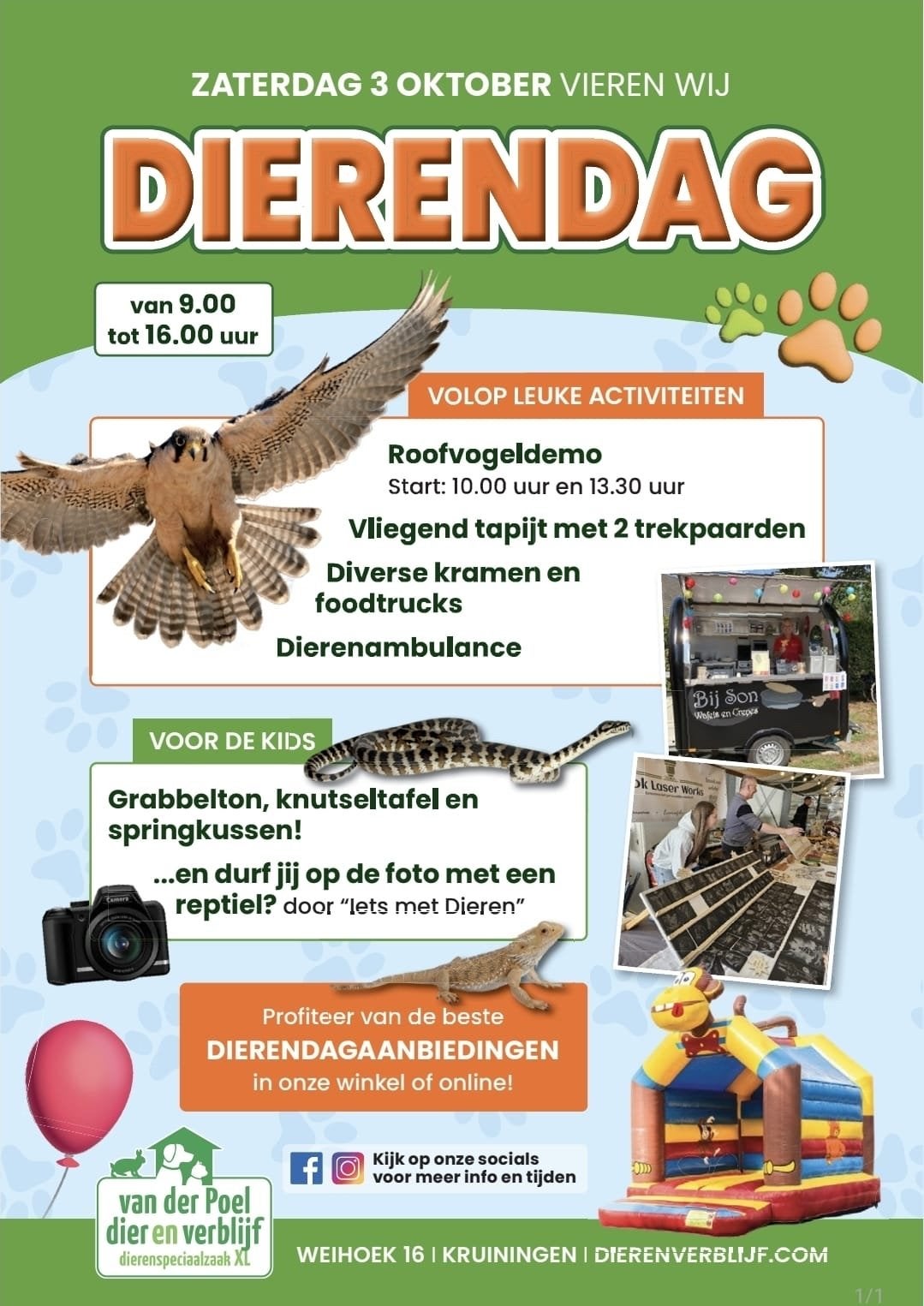 Zaterdag 3 oktober, dierendag feest! ( in nl ), Dieren en Toebehoren