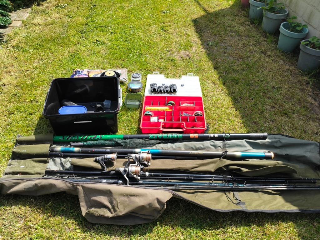 Karperset en werphengels, Watersport en Boten, Hengelsport | Witvissen, Ophalen, Complete set