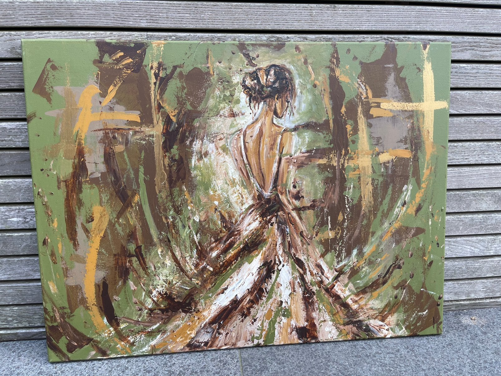 Vrij groot abstract sfeervol schilderij Mk Art, Ophalen