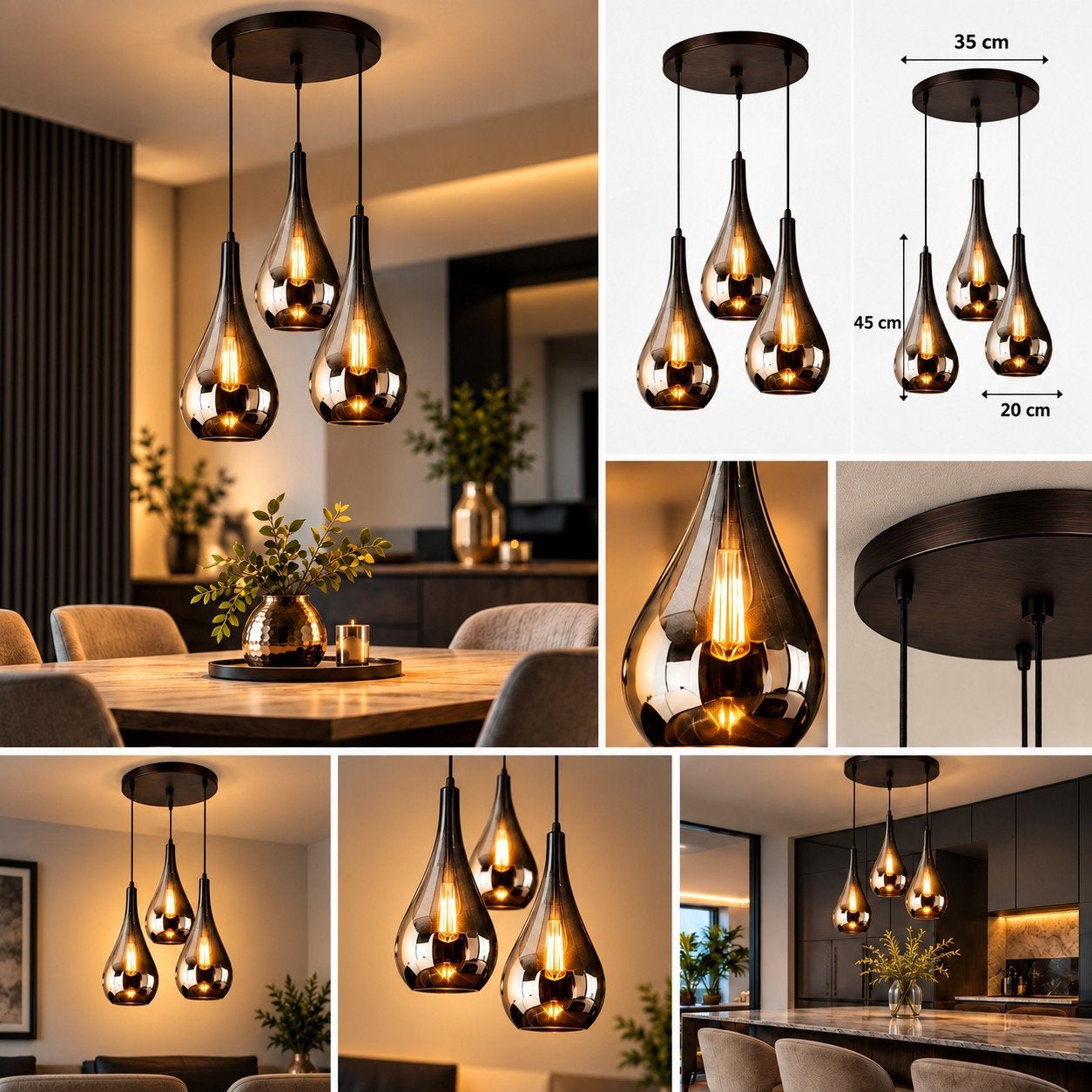 Smoke Glass Hanglamp 3-Lichts, Tickets & Billets
