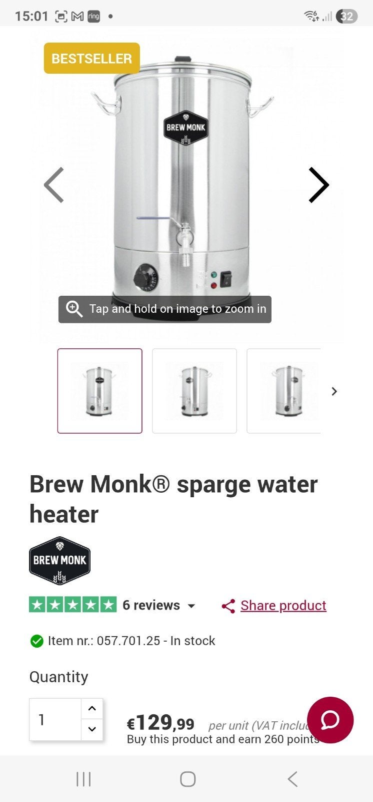 brewmonk water koker, 2 litres ou plus, Enlèvement, Comme neuf, Inox