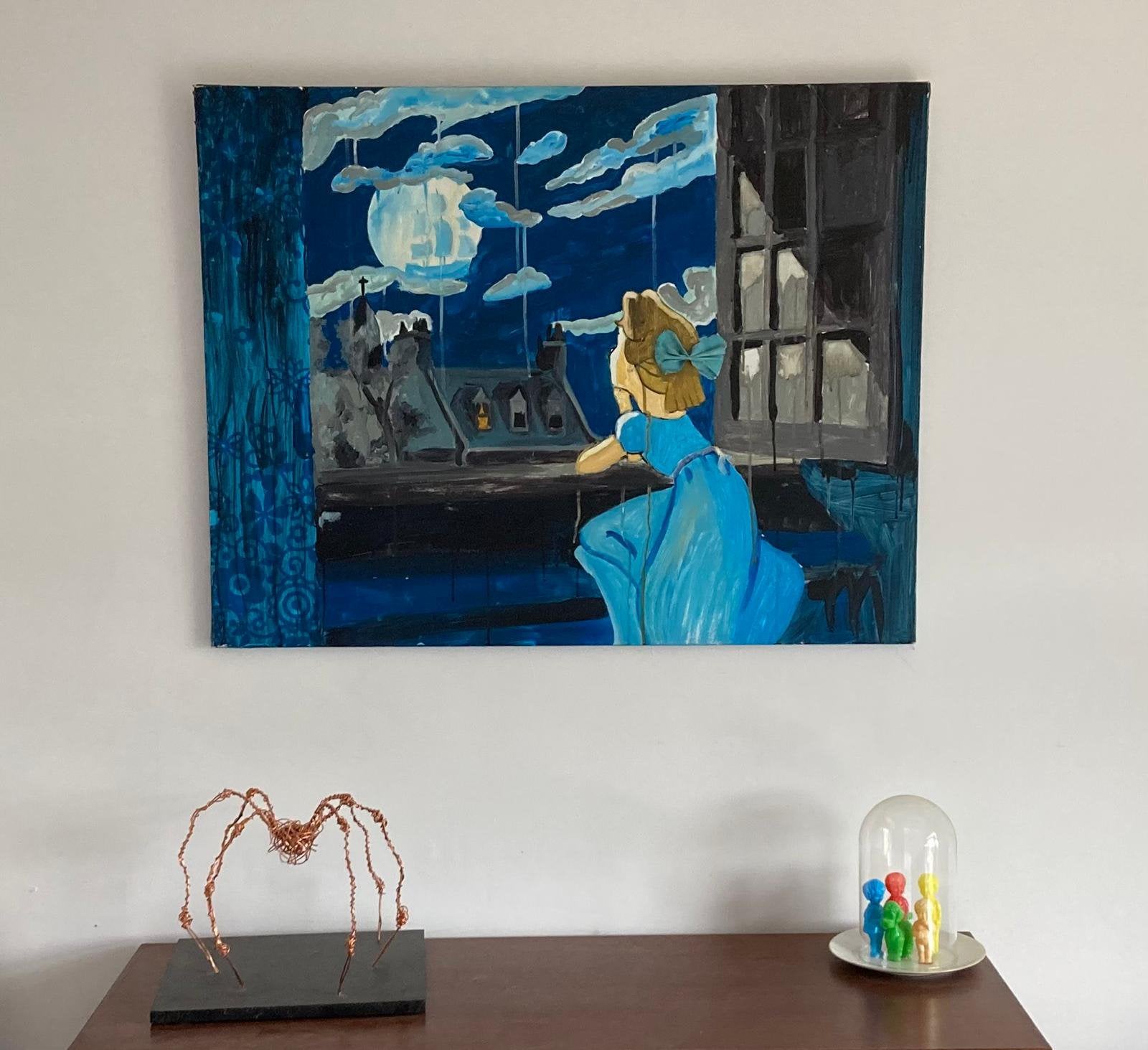 Origineel Schilderij "Phantasy Land" (Peter Pan / Wendy), Antiek en Kunst, Ophalen of Verzenden