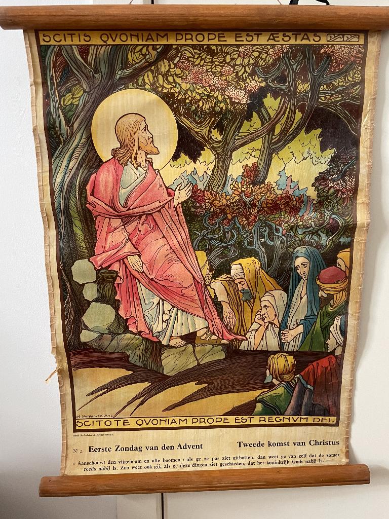 Schoolprent religieus - Jos Speybrouck- Art Nouveau, Antiek en Kunst, Ophalen of Verzenden