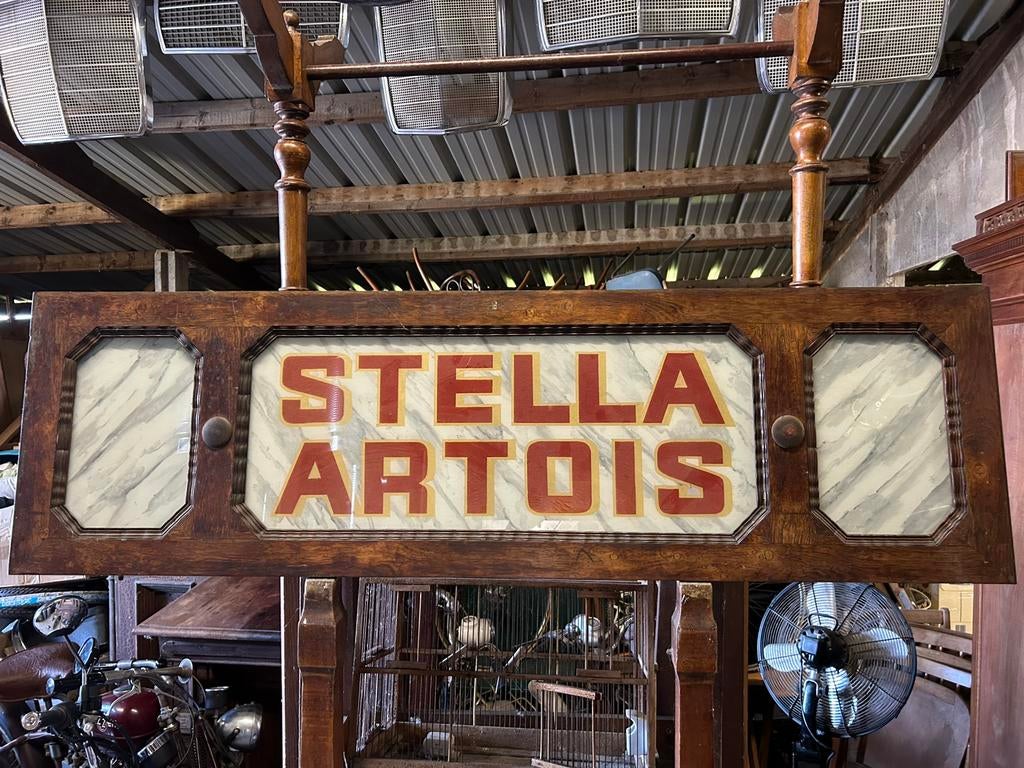 Oude glasplaat uit cafetoog, Enlèvement, Comme neuf, Panneau, Plaque ou Plaquette publicitaire, Stella Artois