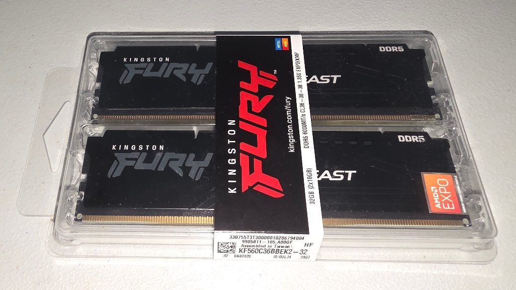 Kingston Fury RAM 6000Mhz 2x16Gb, Ophalen, 32 GB, Nieuw, Desktop