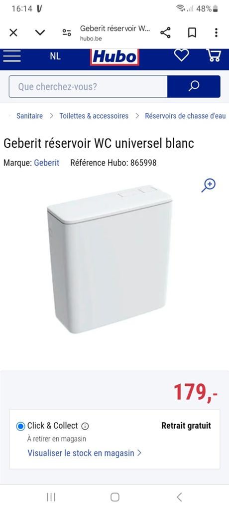 Chasse d'eau Gebirit neuf, Huis en Inrichting, Woonaccessoires | Prullenbakken, Nieuw