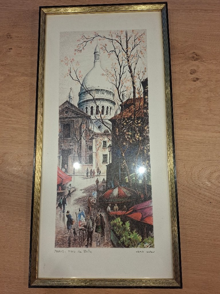 Lithographie, Antiquités & Art, Sous verre, Enlèvement ou Envoi, Dessin, Paysage urbain / rural