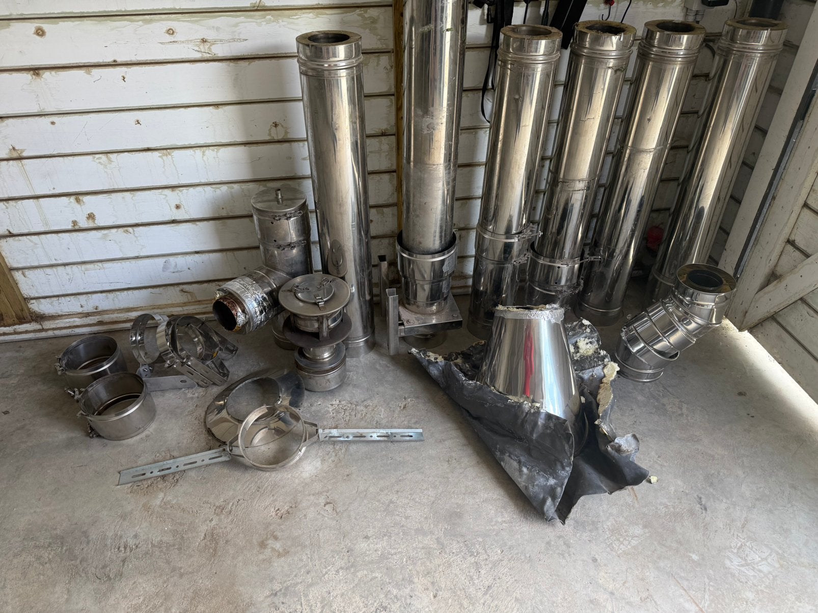 Inox dubbel wandige schouw compleet, Ophalen, Gebruikt, Overige brandstoffen, Pelletkachel