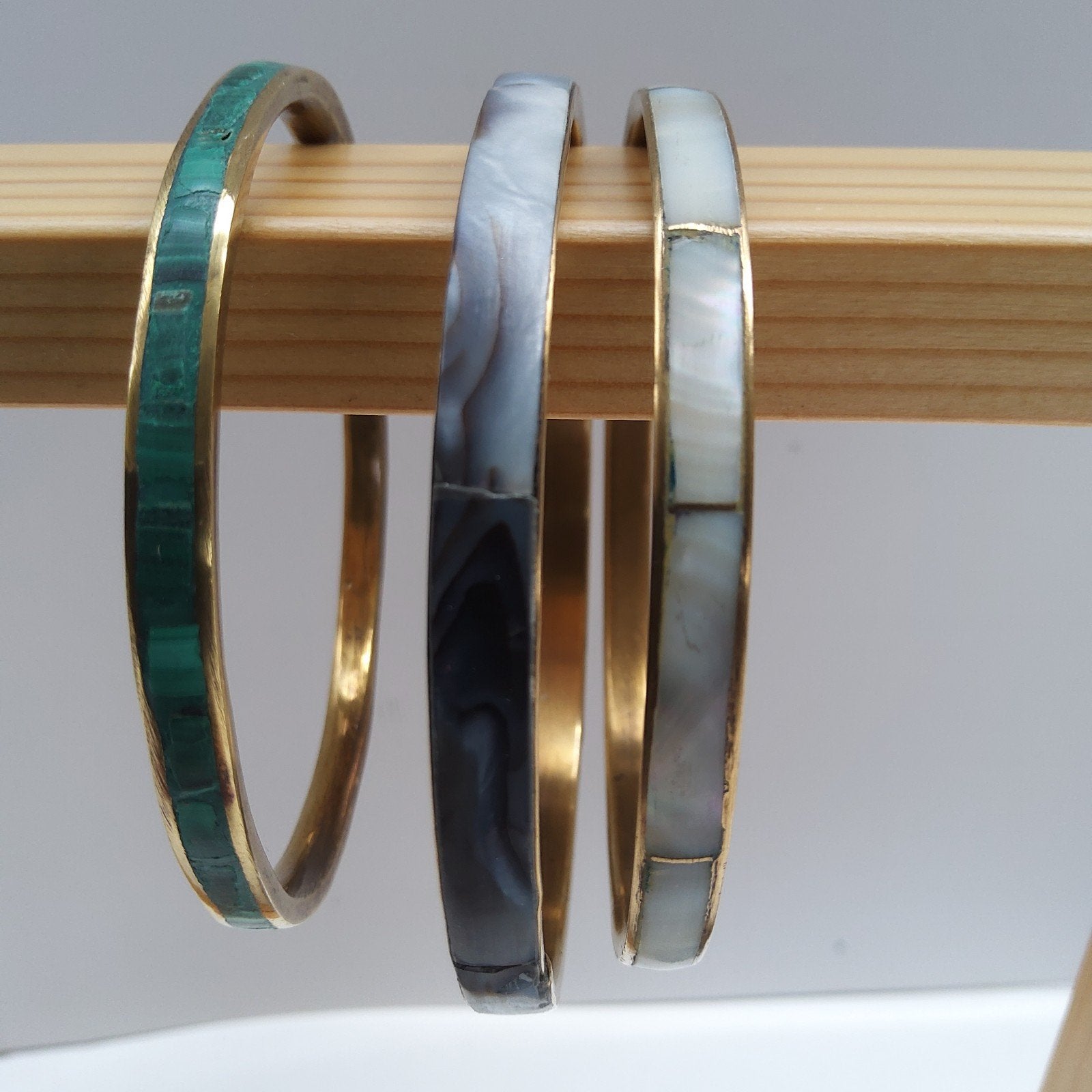 Bangle armbandendset. Jaren 80. Koper met parelmoer., Ophalen of Verzenden, Zo goed als nieuw