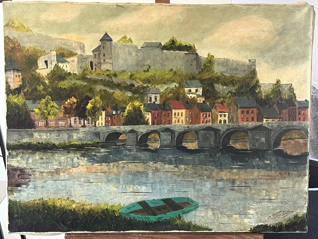 Le pont de Jambes la citadelle de Namur, Œuvre originale, Enlèvement ou Envoi, Peinture à l'huile, Paysage