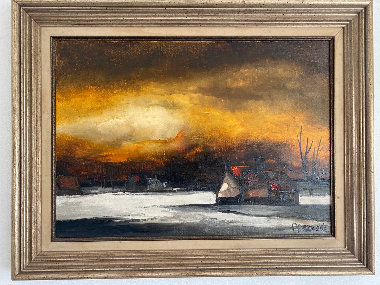 Paul Permeke ( 1918 - 1990 ), Peint à la main, Peinture à l'huile, Paysage, Expressionniste