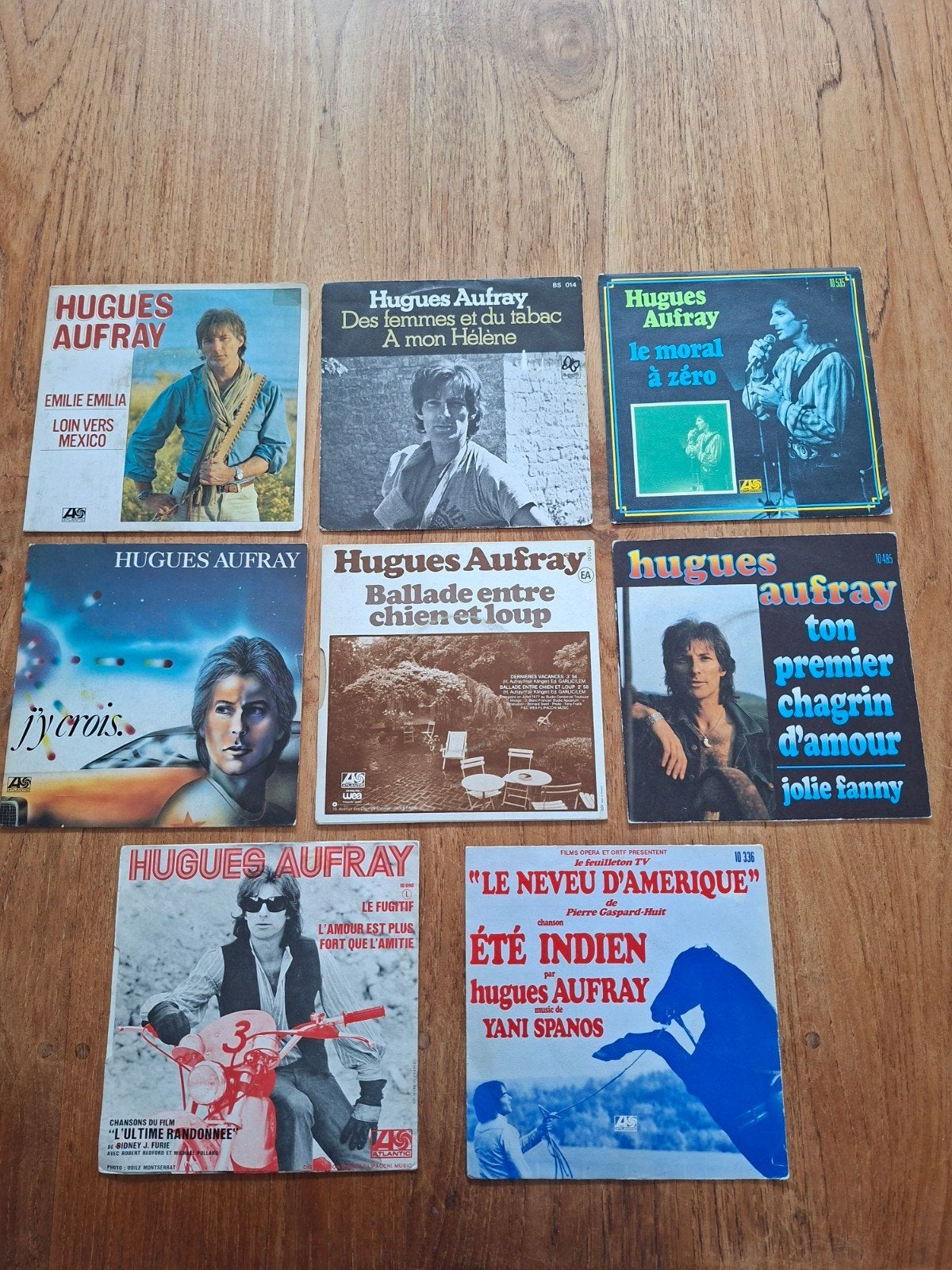 Vinyl - Lot van 8 singles Hugues Aufray, '70's. Verzorgd, Ophalen of Verzenden, Gebruikt, 7 inch, Overige genres