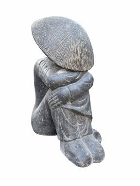 Zittende rijstplukker 80cm – casting stone – 80 x 55 x 35cm, Neuf, 8560 Wevelgem, Enlèvement, Info@asianimport.be