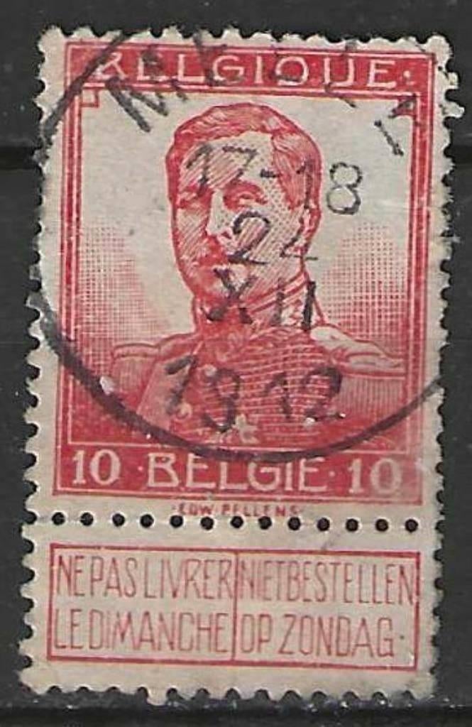 Belgique 1912 - Yvert/OBP 111 - Roi Albert Ier (ST), Envoi, Affranchi, Oblitéré, Maison royale