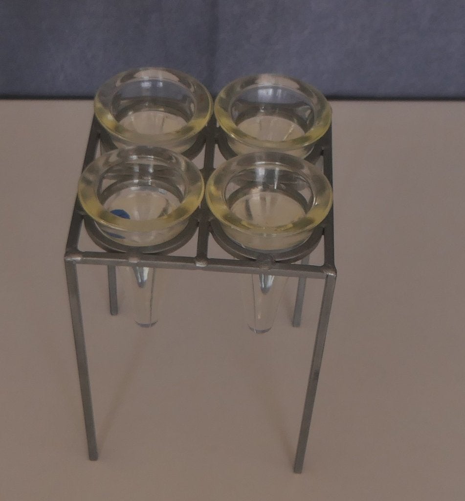 theelichthouder voor 4 theelichtjes tafelmodel, Ophalen, 19 cm, Grijs, Kandelaar