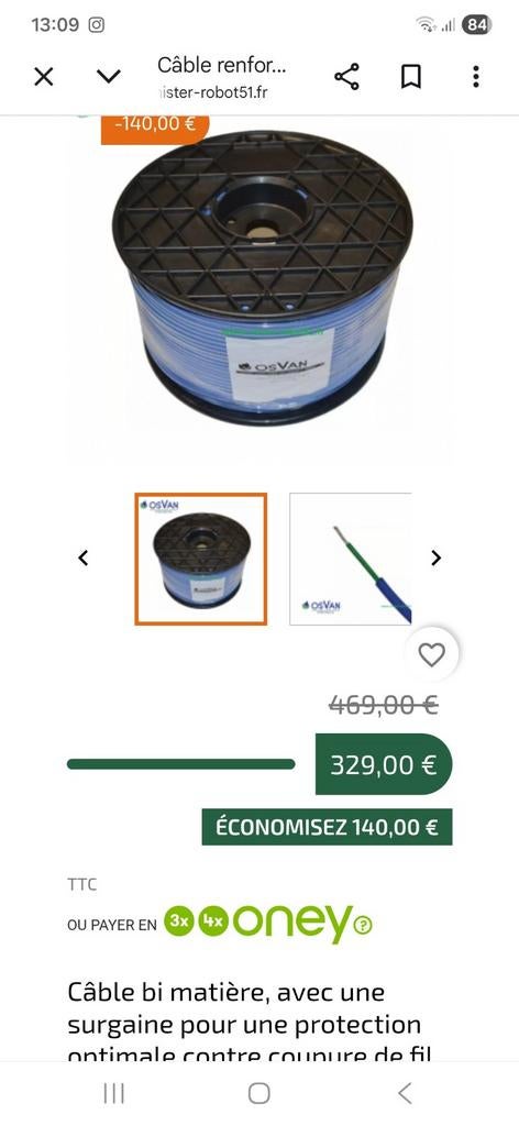 Câble renforcé pour robot tondeuse, Enlèvement