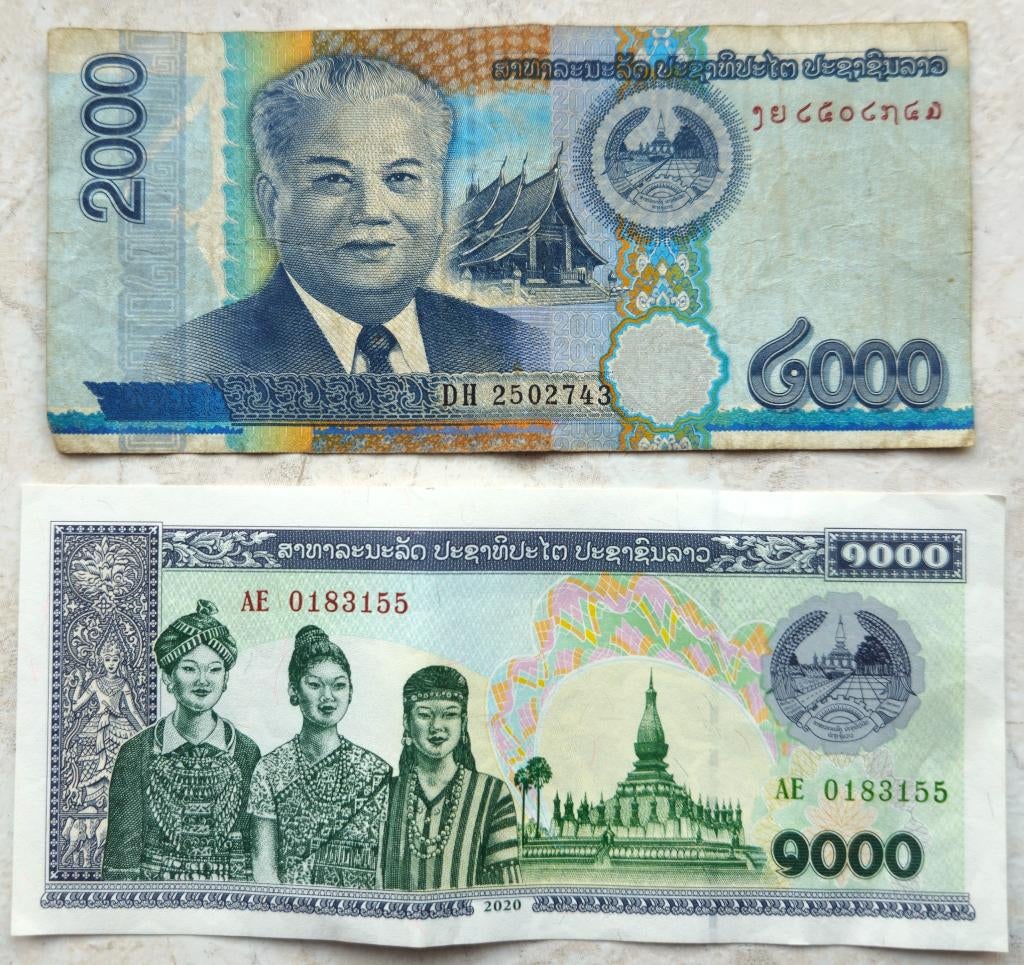Billets 1000 & 2000 KIP LAOS, Envoi, Autres pays, Billets en vrac