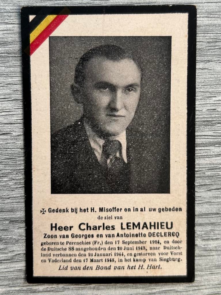 1945 : Camp de Siegburg : RÉSISTANCE/PRISONNIER, Enlèvement ou Envoi