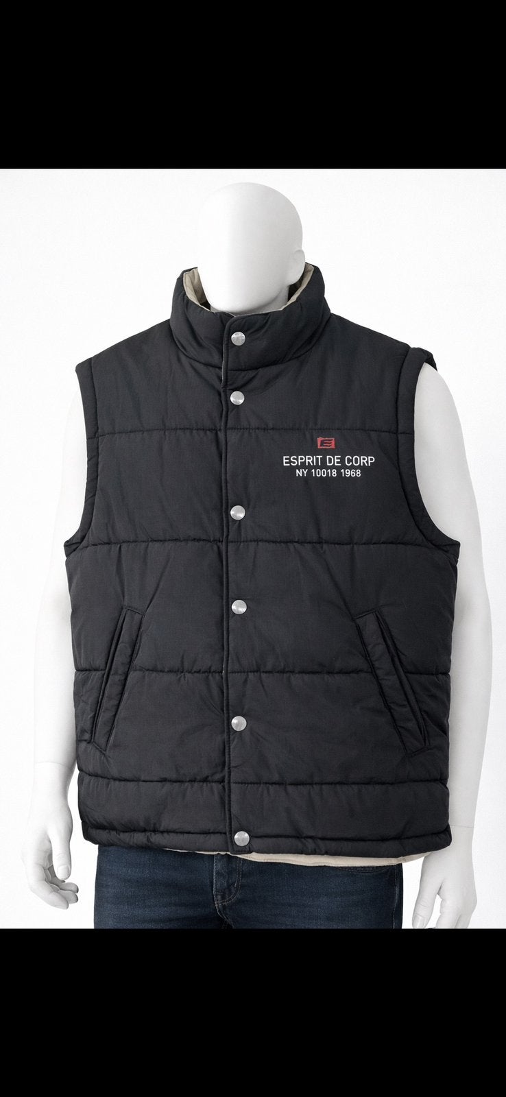 Bodywarmer Esprit bleu foncé M intérieur beige Bon état, Enlèvement ou Envoi, Comme neuf, Taille 48/50 (M), Bleu