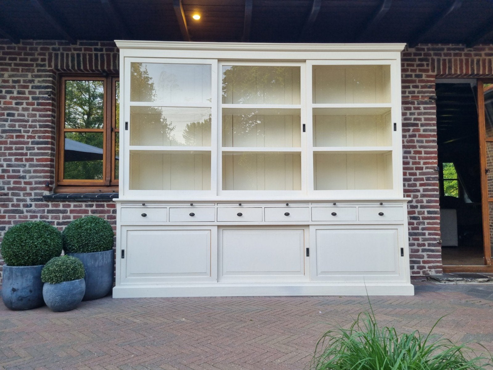 Massief houten xxl buffetkast/vitrinekast GRATIS LEVERING, Huis en Inrichting, Ophalen, Belgie, 25 tot 50 cm, Belgie