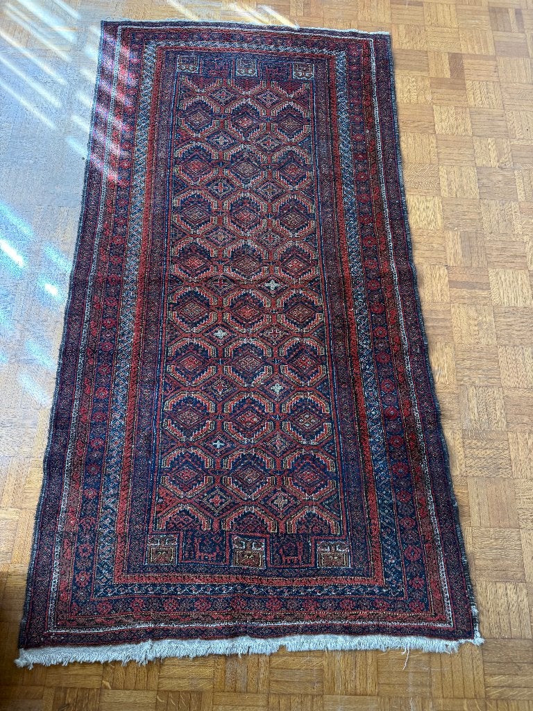 tapijt, Ophalen, Gebruikt, Blauw, 50 tot 100 cm