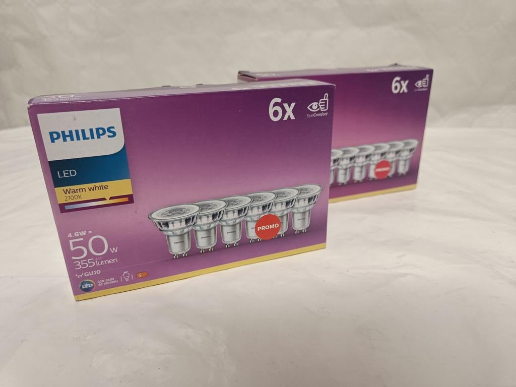 Set van 12 Philips GU10 50W warmwitte LED-spots — nieuw, Ophalen of Verzenden