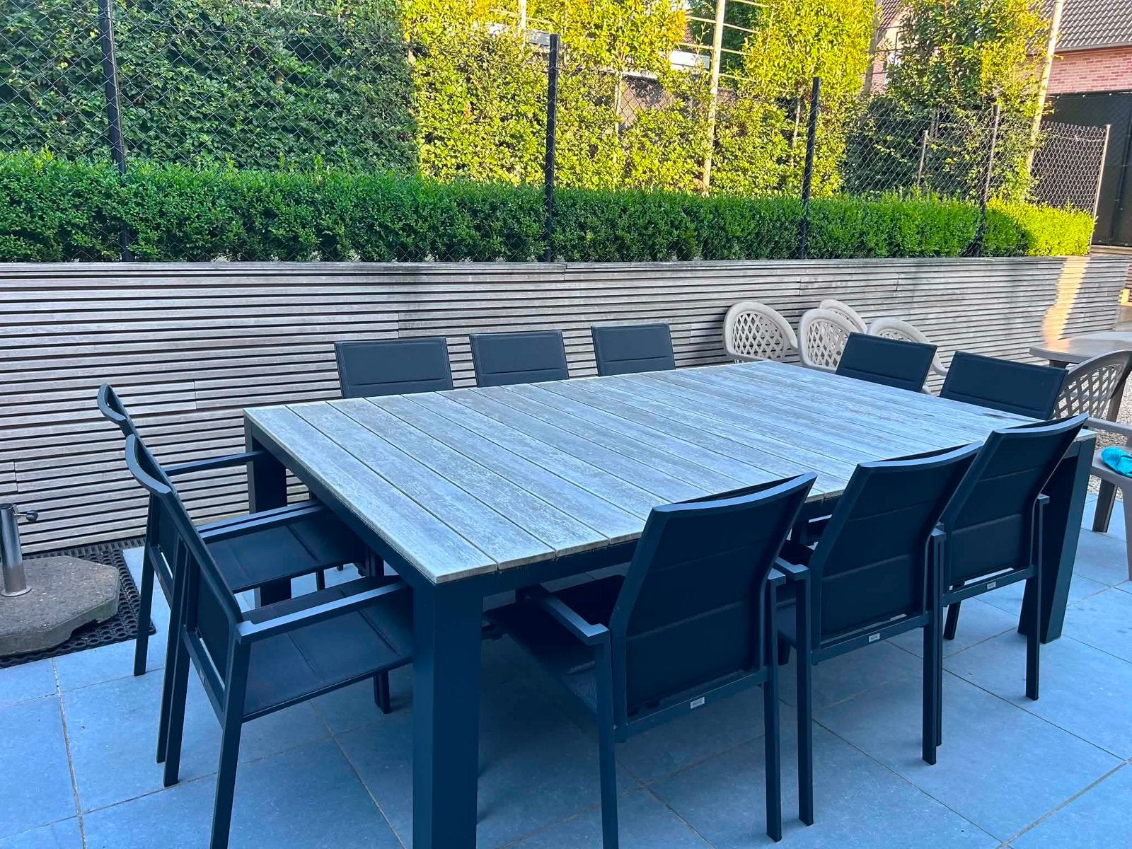 Tuintafel met 10 stoelen., Salons de jardin, Aluminium, Utilisé, Enlèvement