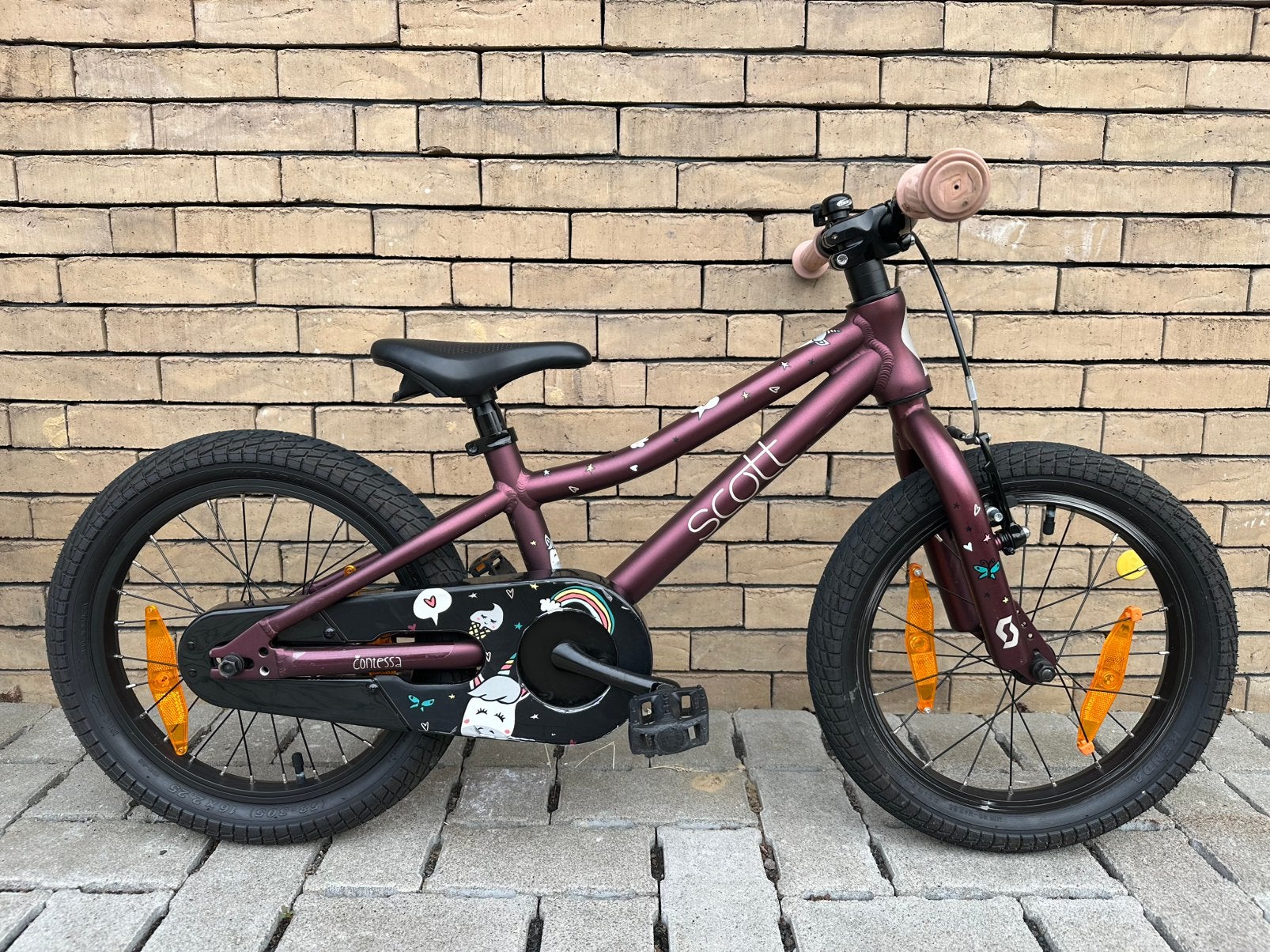Scott Contessa kinderfiets 16”, Fietsen en Brommers, Ophalen, Gebruikt, Terugtraprem