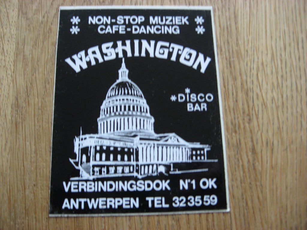 Cafe-Dancing Washington Antwerpen Disco Bar Vintage Sticker, Ophalen of Verzenden, Nieuw, Overige typen