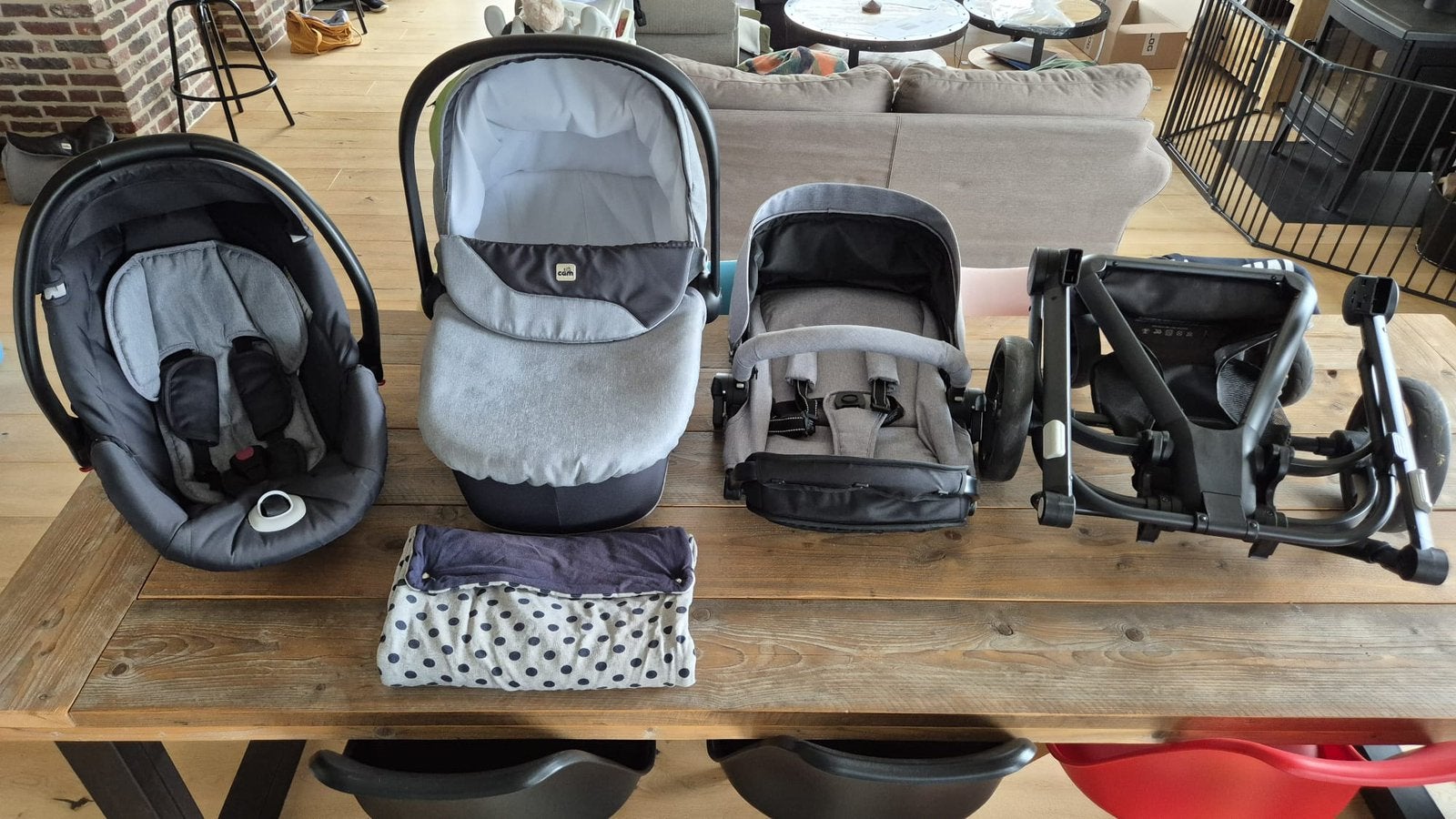 CAM Taski 3-in-1 kinderwagen grijs, Kinderen en Baby's, Ophalen, Kinderwagen, Met autostoeltje
