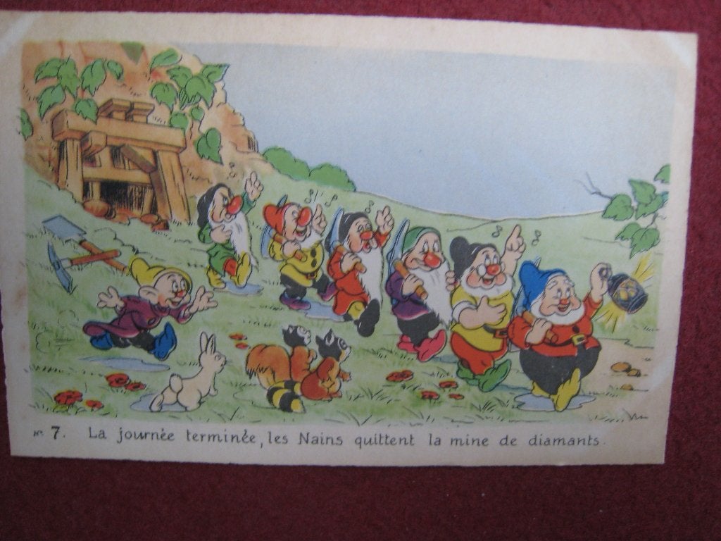 Walt Disney Blanche-Neige CP Seven Dwarfs 1945 numéro 7, Envoi, Blanche-Neige ou Belle au Bois Dormant, Utilisé, Image ou Affiche
