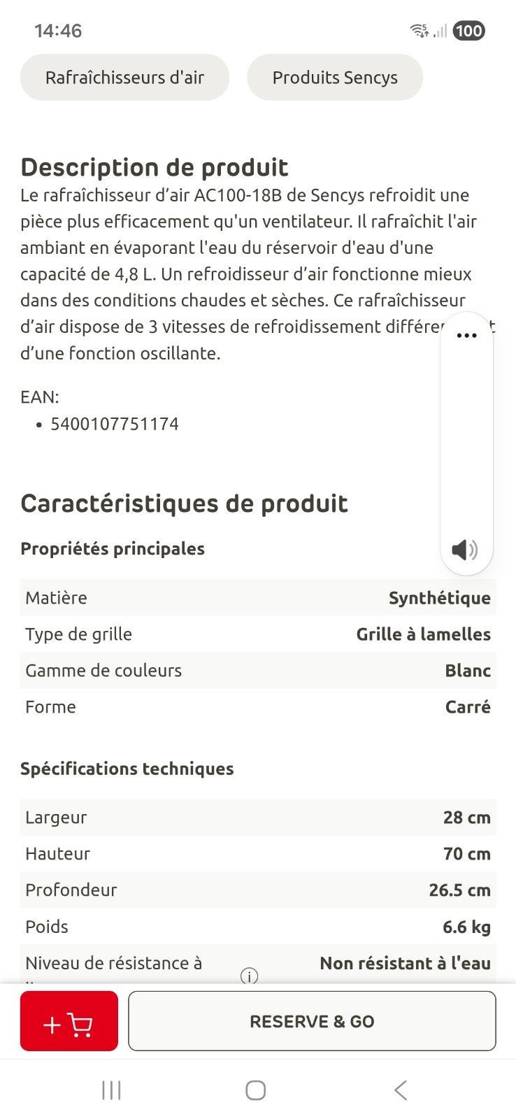 CLIMATISEUR SENCYS Ac100-18B NEUF, Electroménager, Climatiseurs, Enlèvement