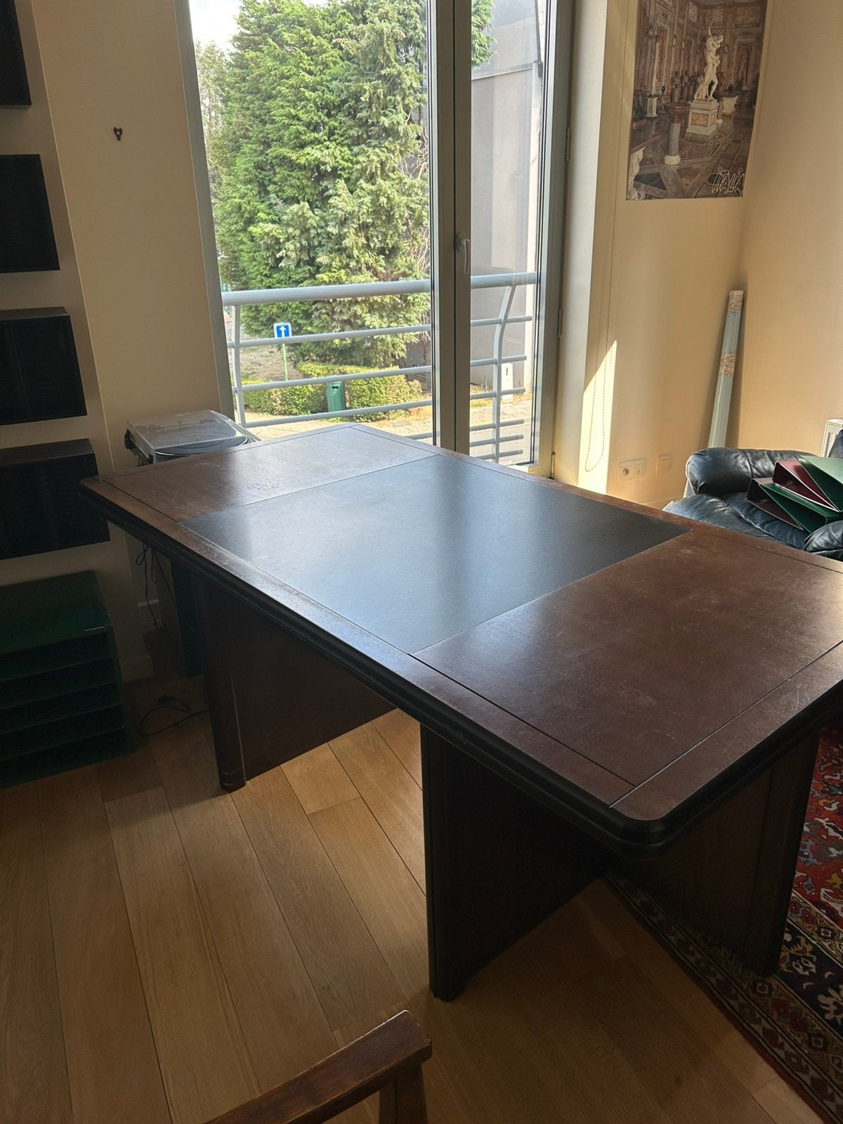 Grand bureau en bois, Bureau d'ordinateur, 180 cm, Vintage, Enlèvement