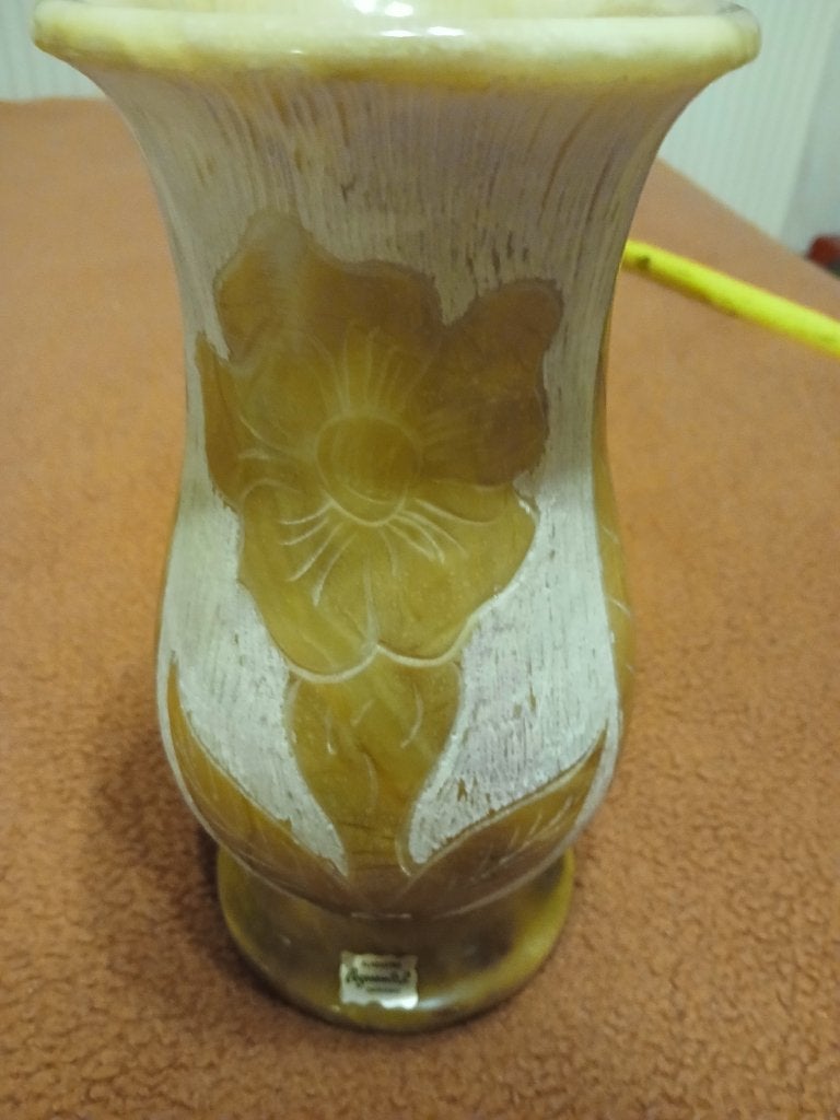 Vase en Albâtre, impeccable, Enlèvement, Comme neuf, Avec décoration incluse, 23 cm