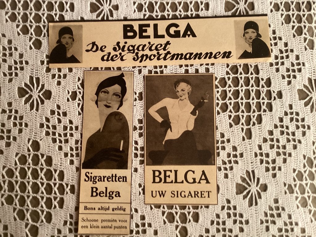 3 zeer oude knipsels BELGA SIGARETTEN, Verzamelen, Rookartikelen, Aanstekers en Luciferdoosjes, Ophalen of Verzenden, Gebruikt