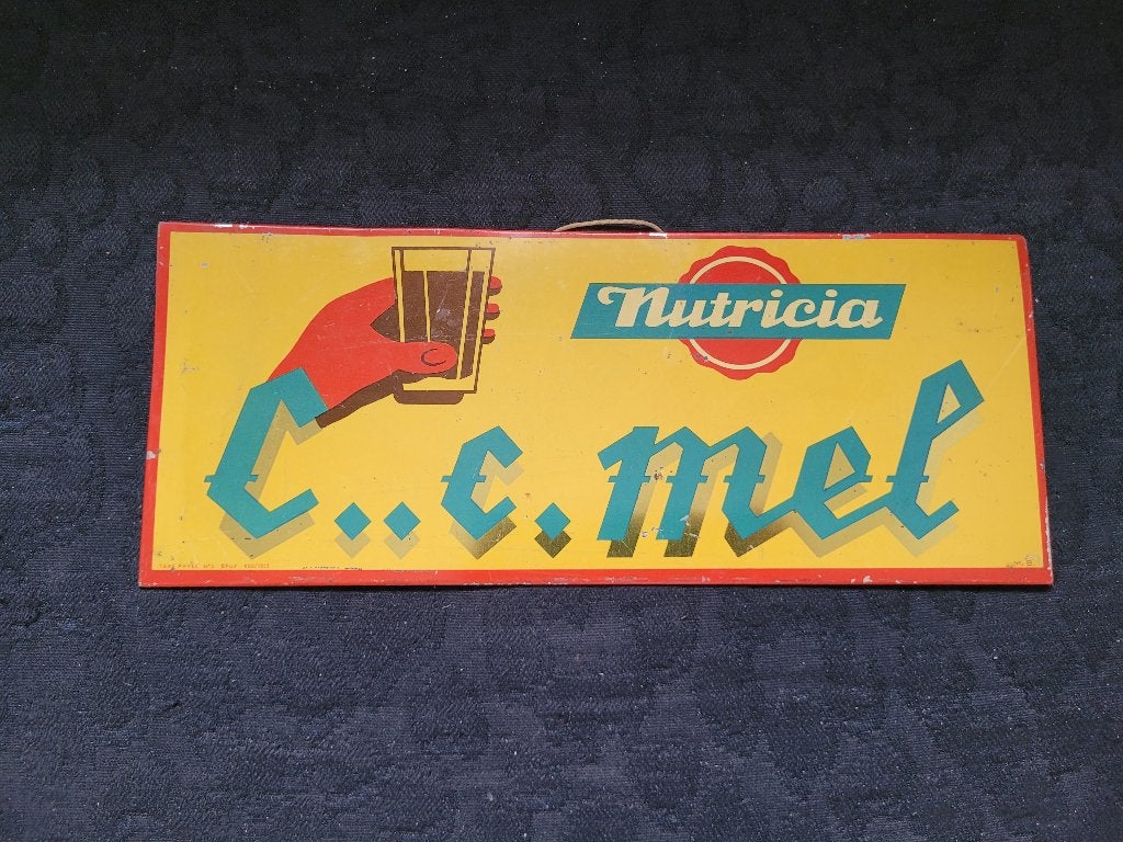 plaque publicitaire C..c.mel 1953 cécémel, Collections, Marques & Objets publicitaires, Enlèvement ou Envoi, Utilisé, Panneau publicitaire