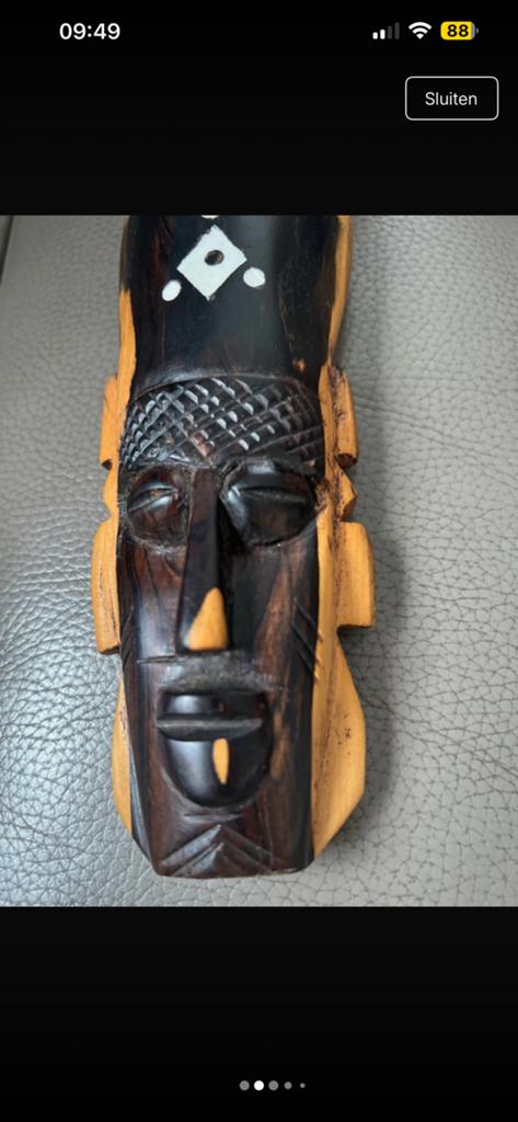 Masque africain en bois sculpté à la main — Ébène, Antiquités & Art, Enlèvement ou Envoi