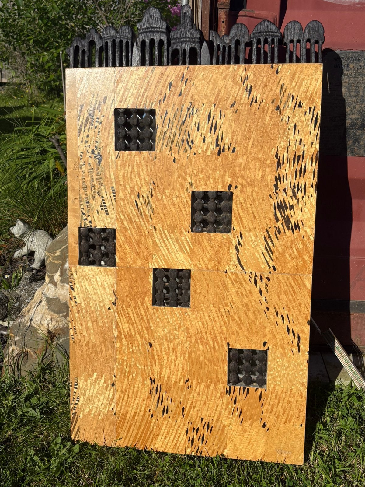 Œuvre d'art ancienne en bois, Bois, 1 mètre - 2 mètres, Brun, Décoration murale
