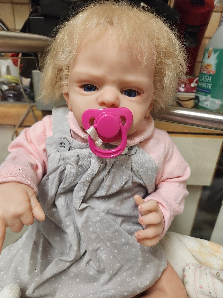 Reborn baby met magneetspeen, Ophalen of Verzenden, Zo goed als nieuw, Babypop, Levensecht of Reborn
