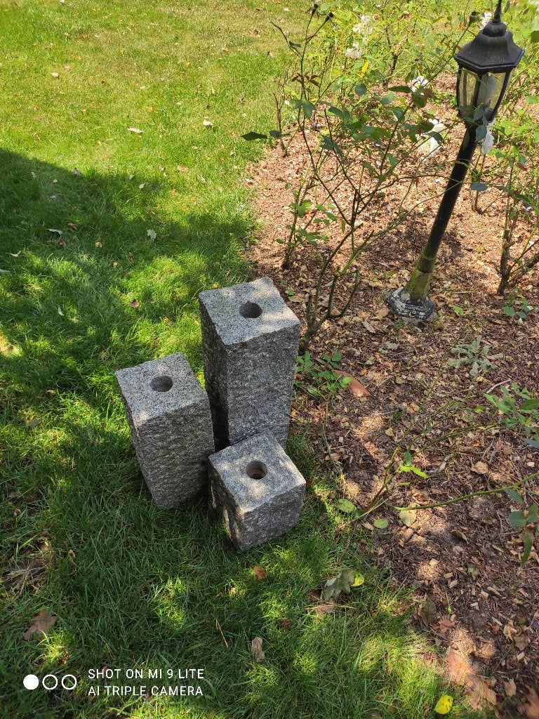 3 graniette fontein zuilen, Tuin en Terras, Ophalen, Zo goed als nieuw, Graniet, Waterornament